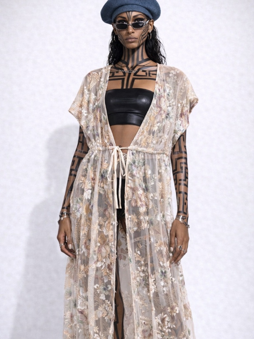 Floralaniii Ivory Embroidered Cover Up L/XL
